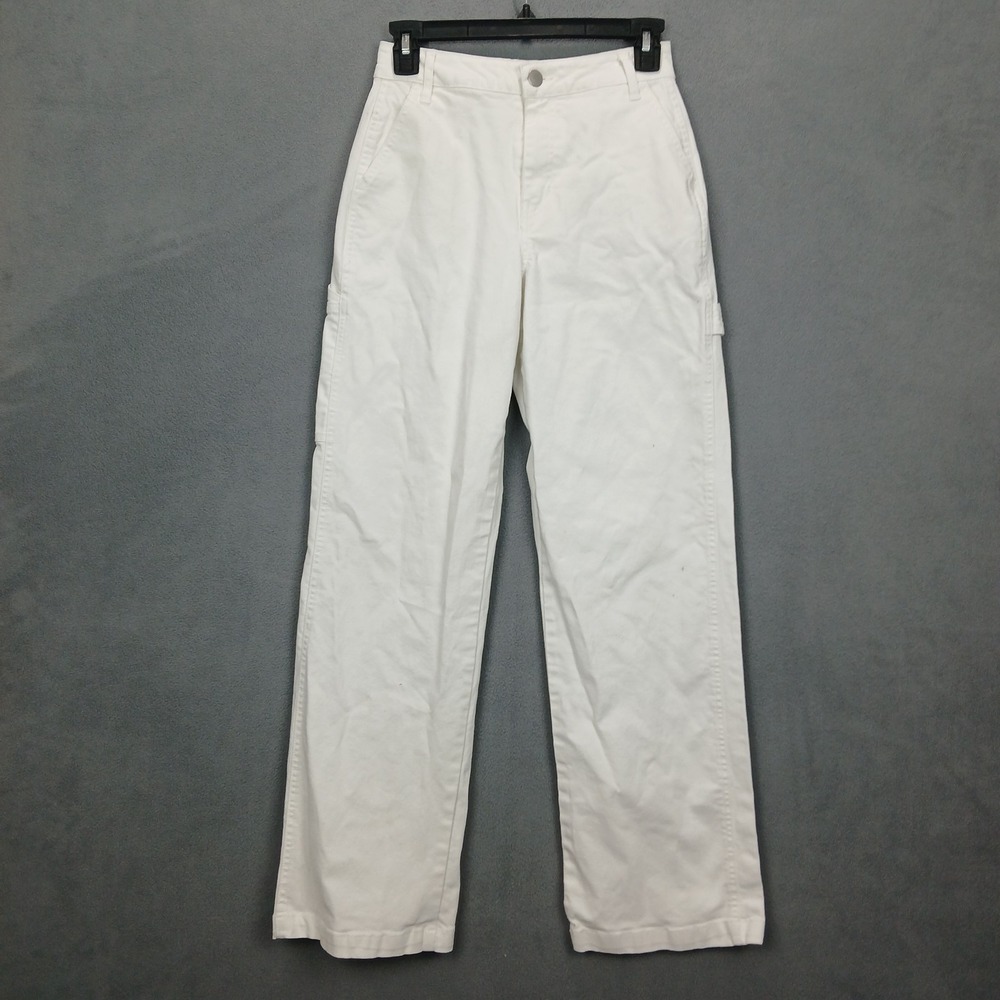 Forever 21 Carpenter Jeans Womens 24 White‎ High Rise Hammer Loop Straight Leg